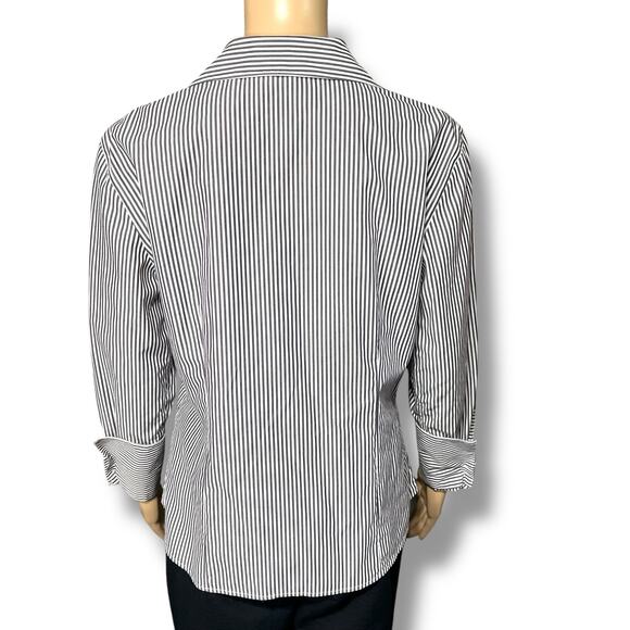 Calvin Klein Womens Non Iron Button Down Dress Shirt Top Blouse Striped Large - Picture 3 of 10